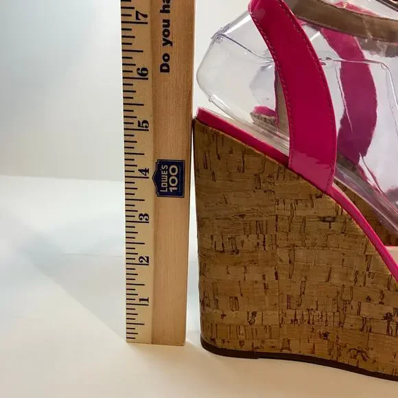 Schutz Pink Eduarda Cork Wedge Sandals Size 8.5B